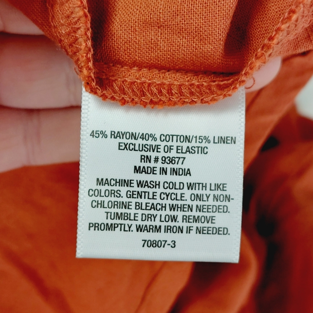 A.N.A. New Approach Rust Orange Button Down Linen… - image 8